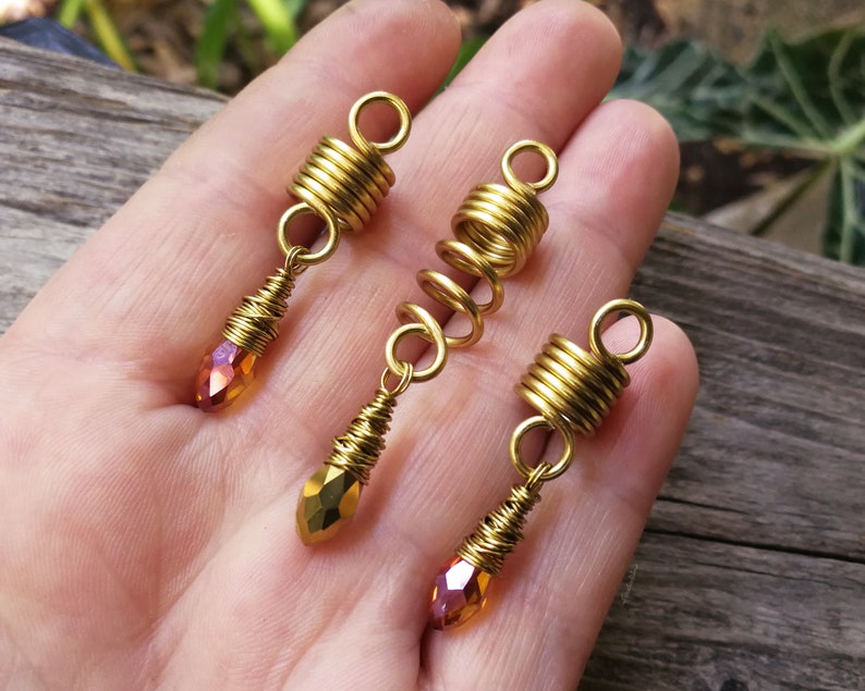 Set of 3 Amber Gold Glass Loc Beads