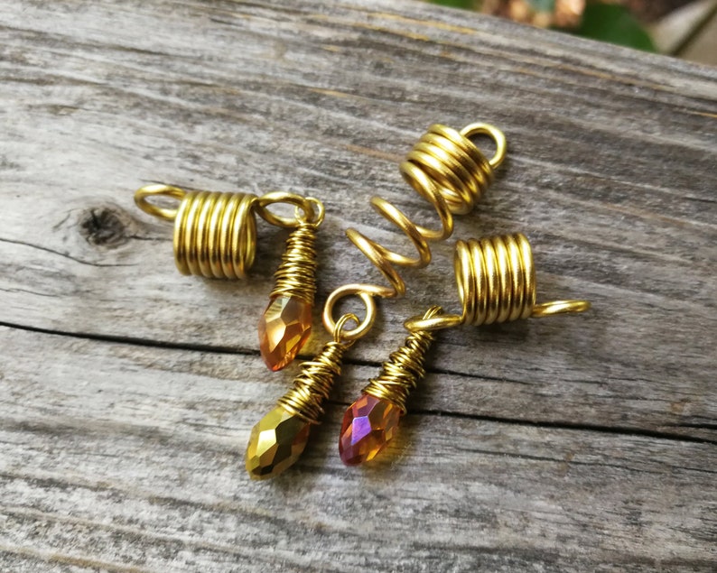 Set of 3 Amber Gold Glass Loc Beads