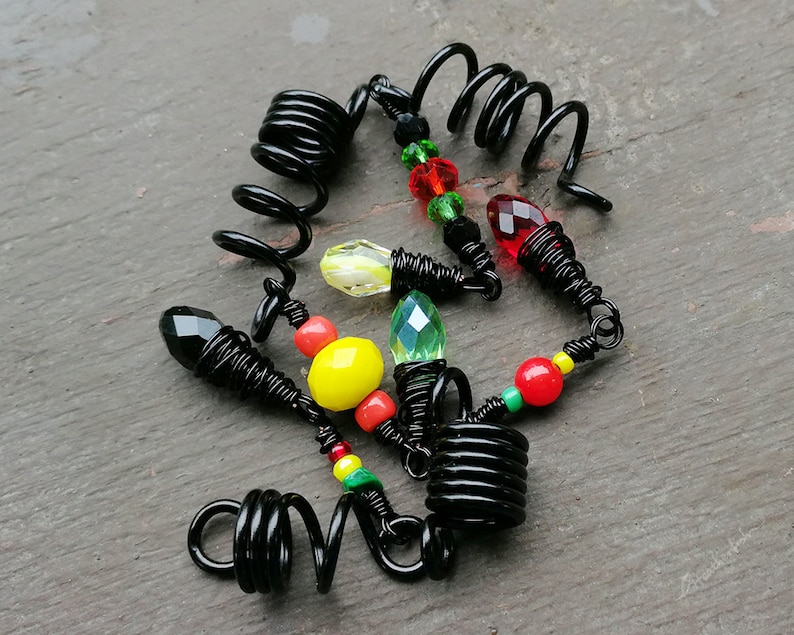 Rasta Loc Beads Set of 4 Rasta Dread Beads Rasta Hair Etsy