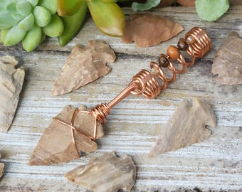 Beige Jaspis Pfeilspitze Haarschmuck, Dreads, Dreadlocks, Locken, Locken, Locken, Made to Order, anpassbar
