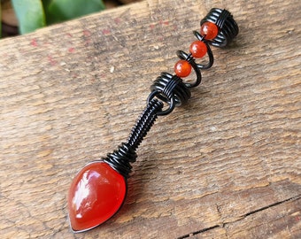 Red Onyx Loc Bead, Dread Bead, Red Onyx Accents, Made to Order