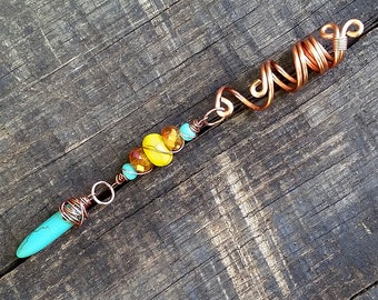 Dreadlock Bead, Loc Jewelry, Yellow and Turquoise, Customizable, Made to Order, Please Read Item Details