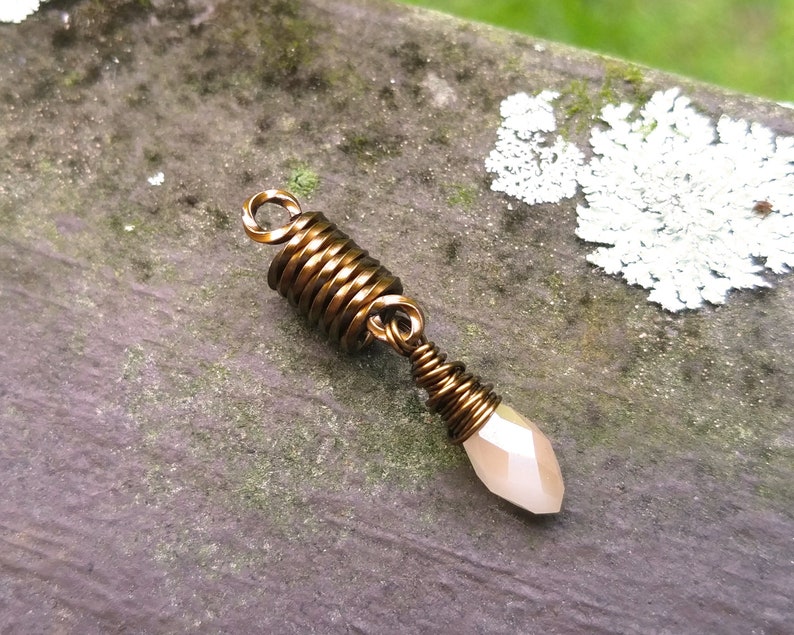 Dread Bead Tarnished Brass Coil Champagne Bead Bohemian Etsy