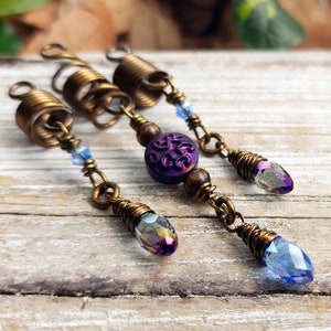 Loc Jewelry Set of 3, Purple, Periwinkle, Glass, Quality, Customizable, Made to Order