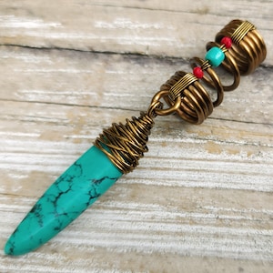 Turquoise, Red, Loc Jewelry, Dread Bead, Customizable, Made to Order
