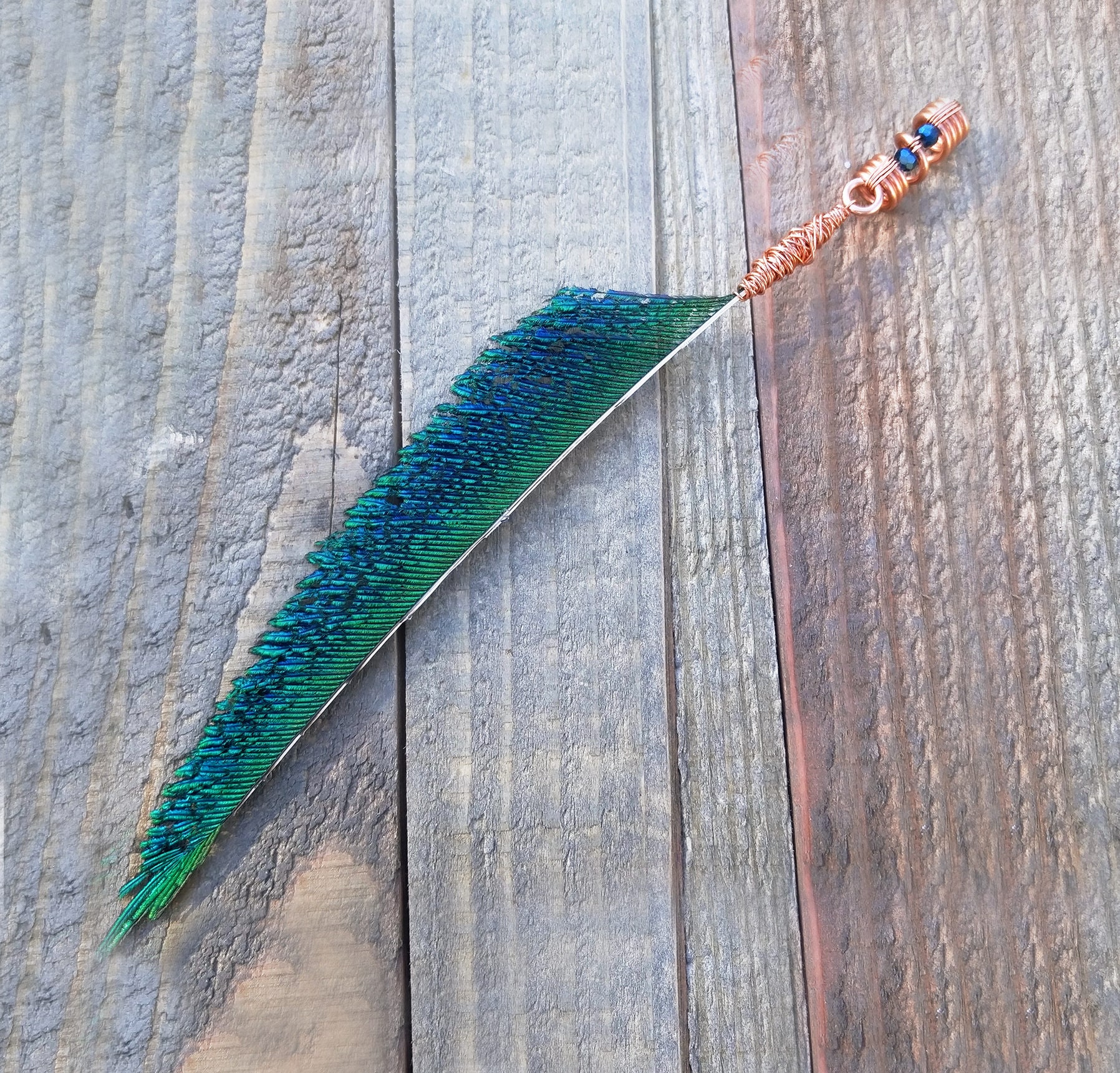 Peacock Feather Bead Feather Dread Bead Peacock Loc Bead Etsy