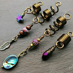 Contas de abalone com tema roxo, contas de dread, conjunto de 4, feito sob encomenda, leia os detalhes do item