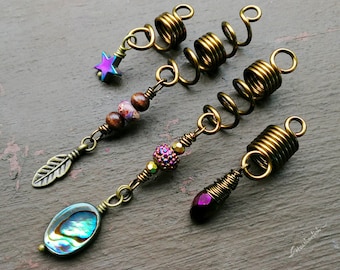 Purple Themed Abalone Loc Beads, Dread Beads, Set of 4, Made to Order, Please Read Item Details