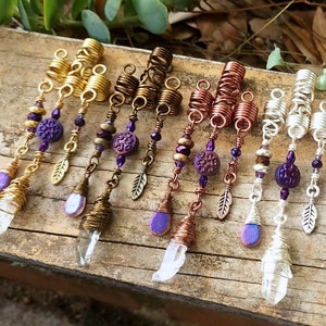 Quartz Loc Beads, Set of 3, Amethyst, Made to Order, Please Read Item Details
