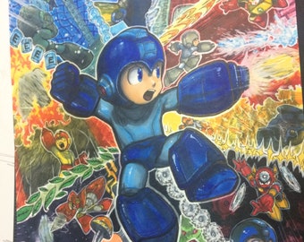 Original Framed Painting: Mega Man Smash Series