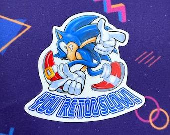Water Proof Vinyl Sticker Sonic Taunt You're Too Slow!
