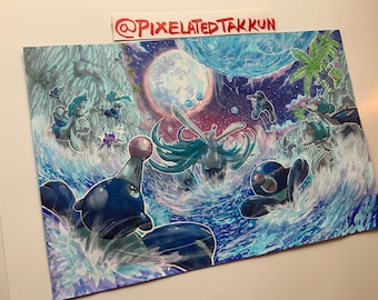 Original Framed Painting: Poké Days Popplio Family