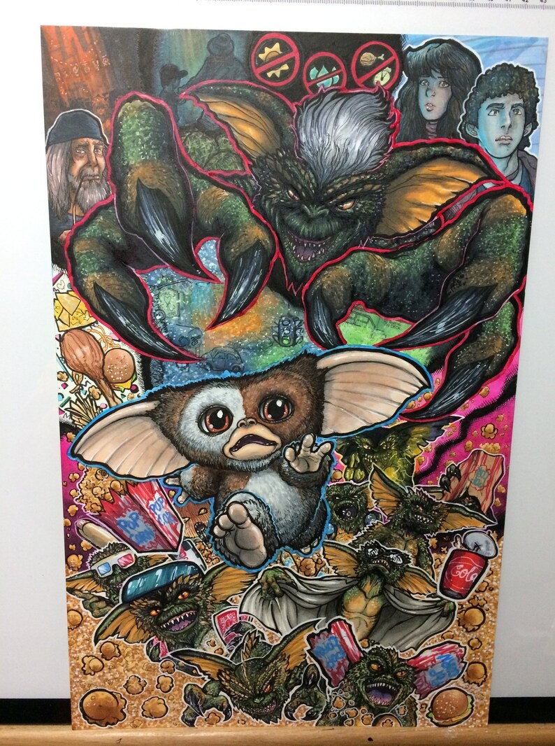 Original Painting Gremlins Gizmo Vs Stripe Etsy