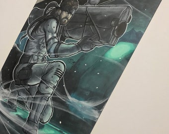 Pintura emoldurada original: Metal Gear Solid Snake