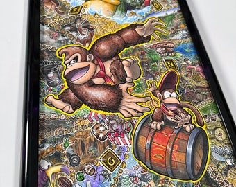 Original Framed Painting: Donkey Kong Country Tribute