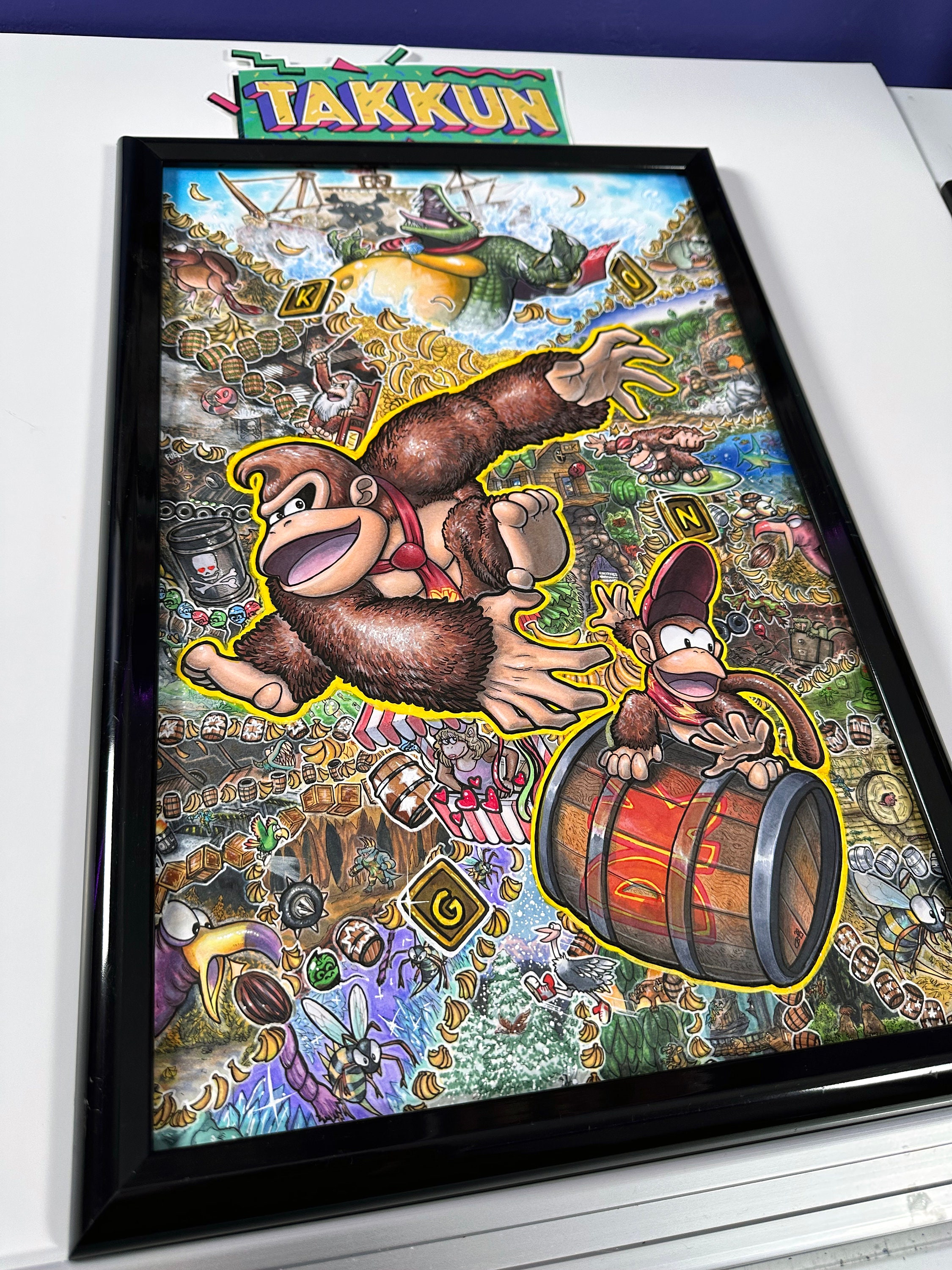 ヴィンテージ 中国 砂絵 少年と豚、額縁入り ヴィンテージ 中国 砂絵 少年と豚、額縁入り