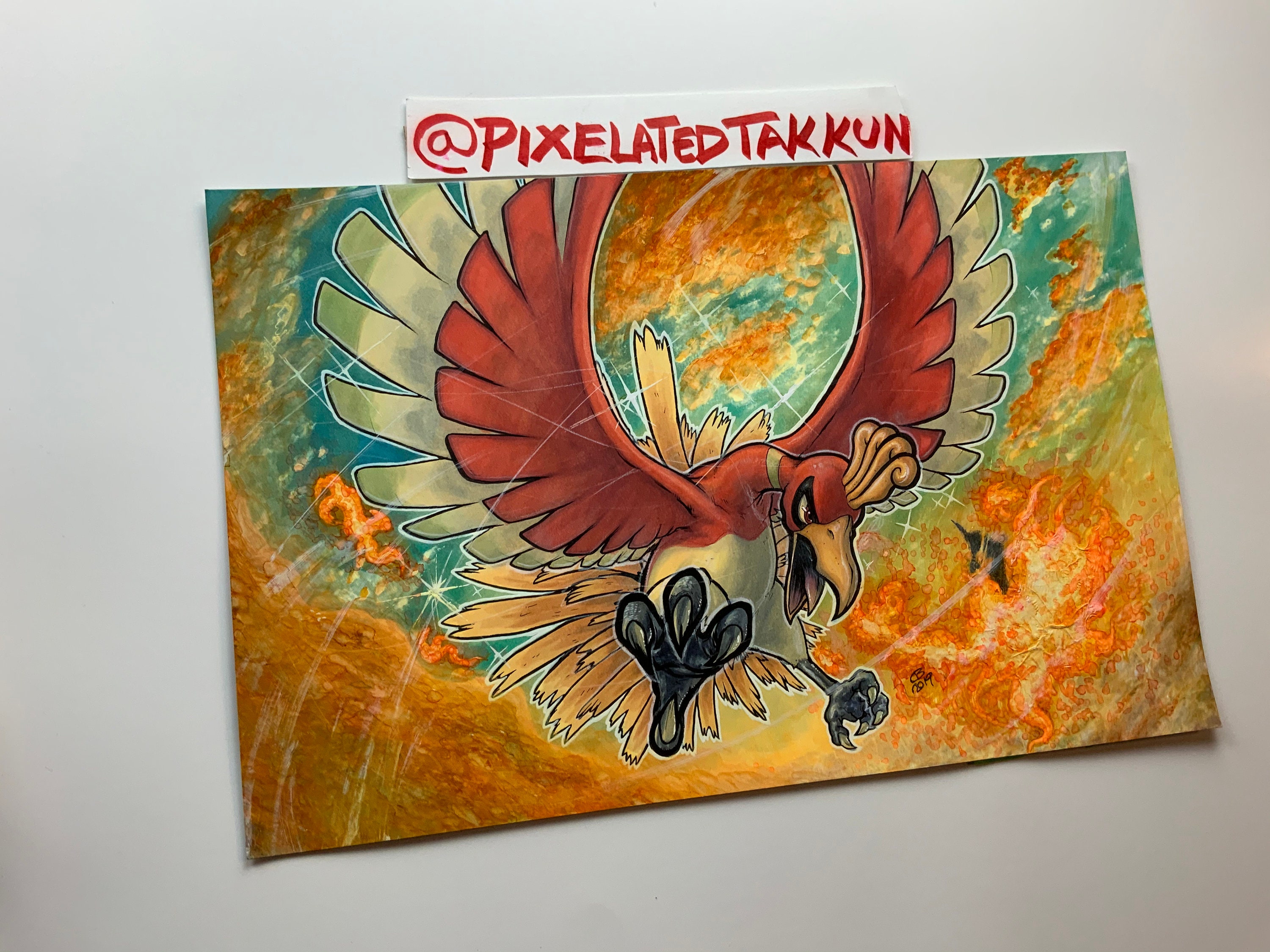 Made a painting of my favorite Gen 2 Pokemon, Ho-Oh! : pokemon