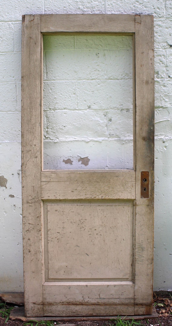 34 X80 Antique Vintage Old Solid Chestnut Wood Wooden Exterior Entry Door Window