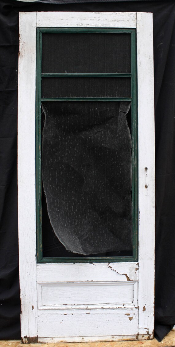 32 X80 Antique Vintage Old Reclaimed Solid Wood Wooden Storm Exterior Door True Divided Removable Screen Window Panel