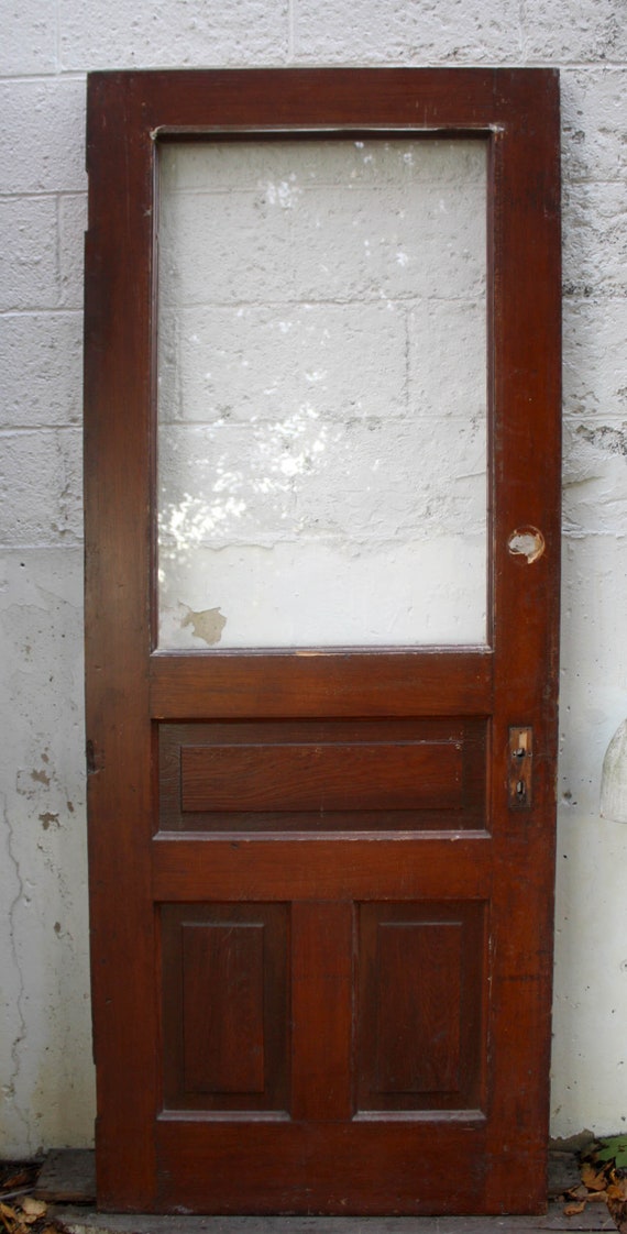 31 5 X79 5 Antique Vintage Old Victorian Solid Wood Wooden Exterior Back Side Entry Interior Office Door Window Glass Lite Pane 3 Panel