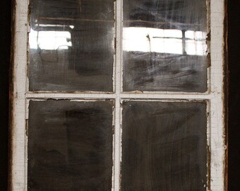 23"x29" Antique Vintage Wood Wooden Sash French Window 4 Wavy Glass Lites Pane Door