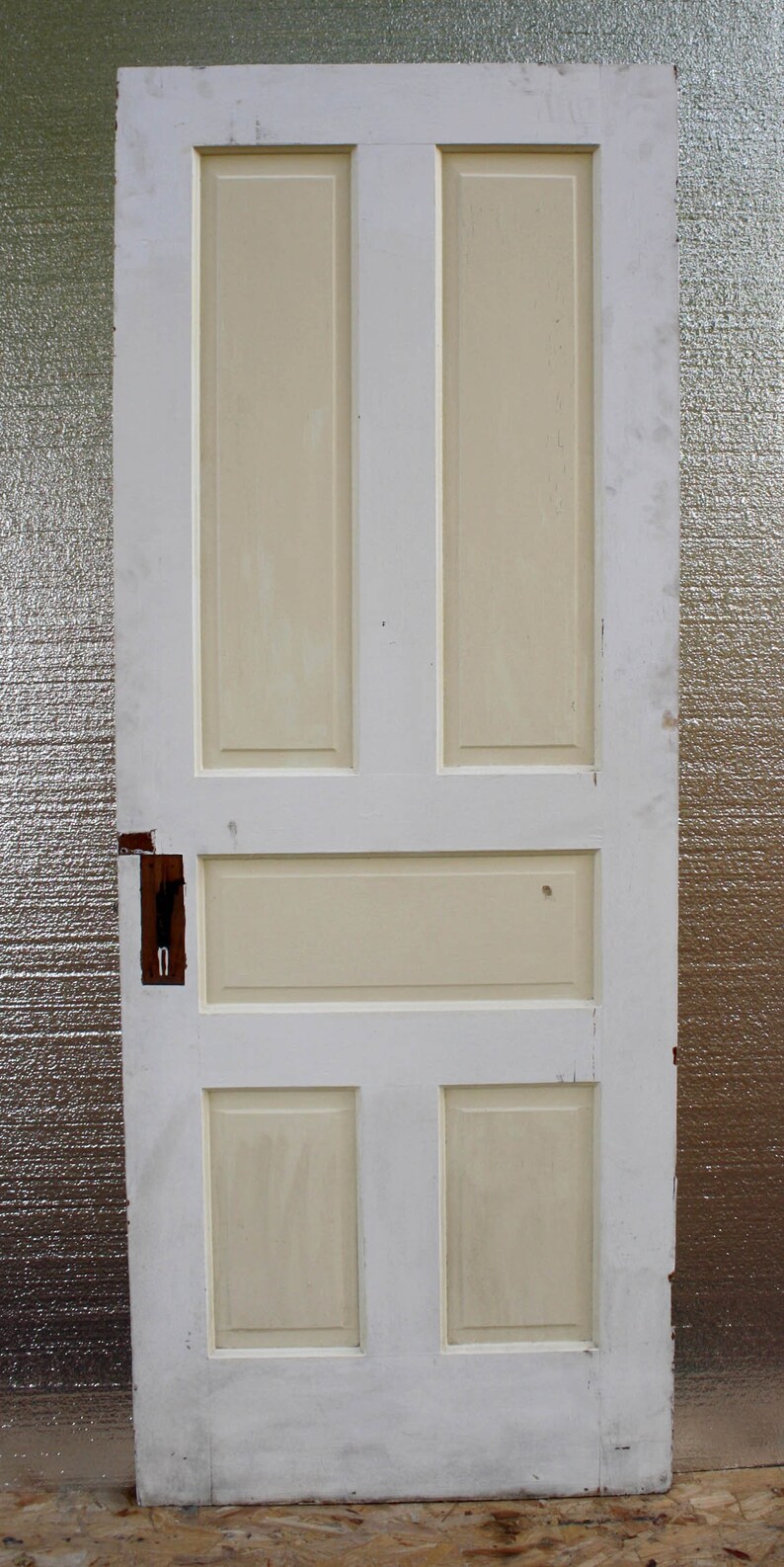 30 X78 Antique Vintage Victorian Old Solid Wood Wooden Cypress Heartpine Interior Door 5 Raised Panels