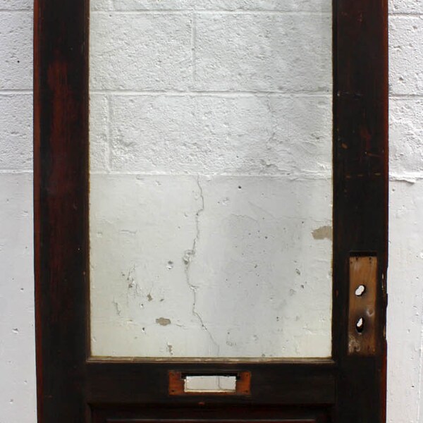 34"x79 Antique Vintage Wood Wooden Exterior Entry Door Beveled Glass Lite Window