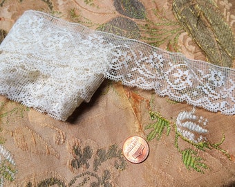Antique BEAUTIFUL French Lace Cotton Trim Delicate Intricate Pattern Ideal For Dolls,Christening Gowns, Bridal Heirloom Sewing