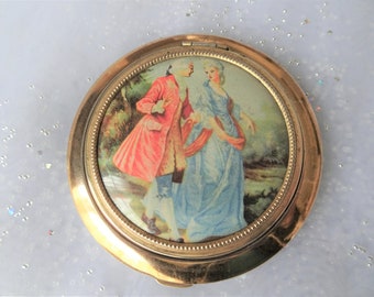 BEAUTIFUL Vintage Powder Compact,Romantic Design,Purse Powder Compact,Collectible Powder Compacts
