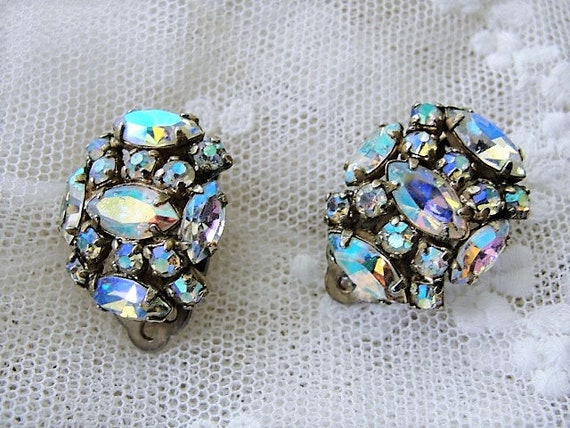 SPARKLING Vintage 50s SHERMAN Earrings,GLITTERING… - image 1