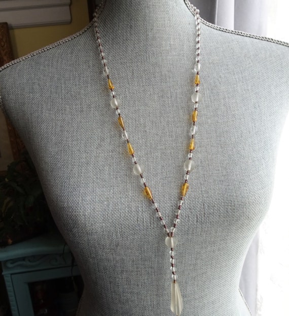 LOVELY 1920s Art Deco Necklace, Long Czech Glass Bead Necklace, Flapper Necklace, Dazzling Beads,Collectible Vintage Jewelry