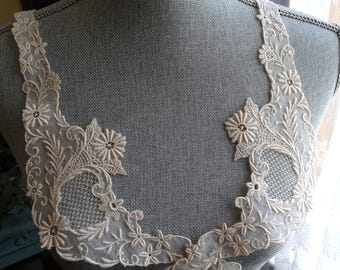 GORGEOUS Embroidered Lace Appliques,Victorian Edwardian ,Antique Lace,Wedding Gown,Decorative Lace,Embellishment Lace,Collectible Lace