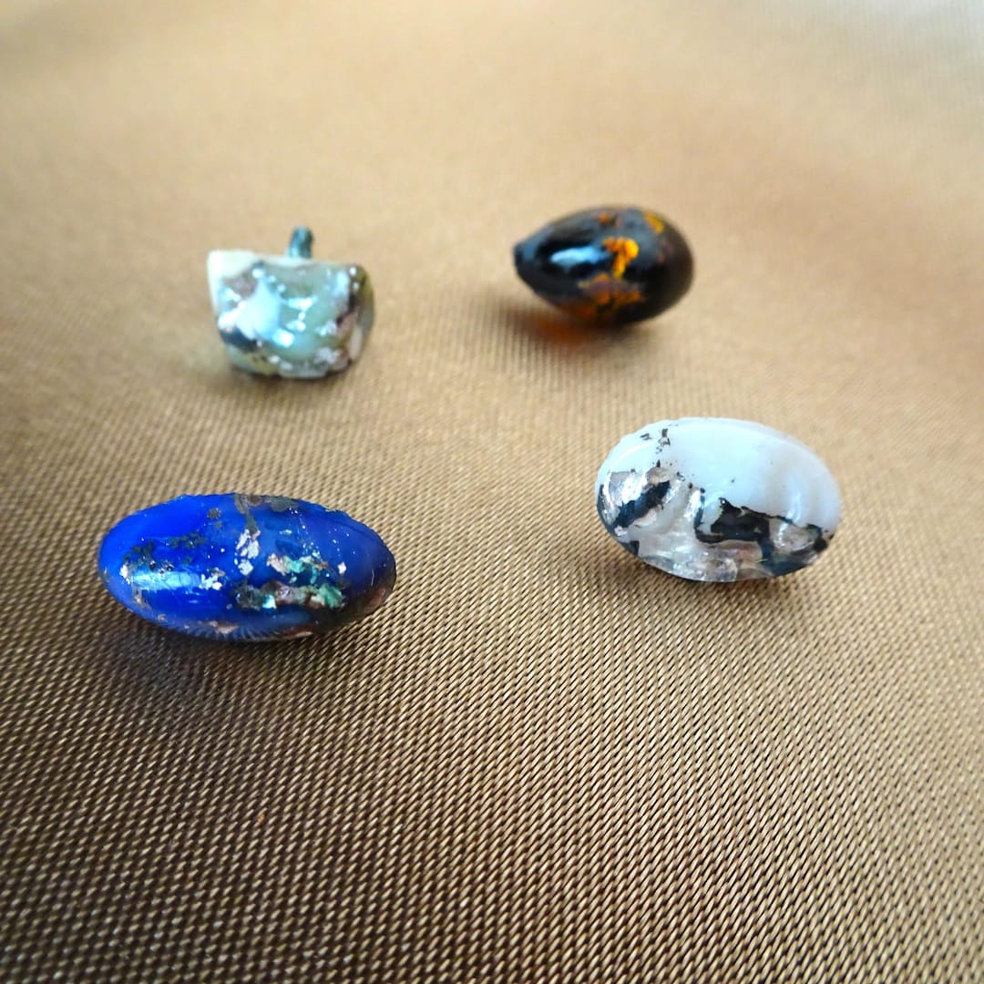 BEAUTIFUL Rare Antique Art Glass Popper Buttons,4 Lovely Art Glass ...