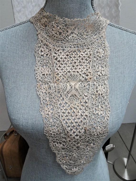 Antique Silk Maltese Lace Shirt Front - Handmade - Pi… - Gem