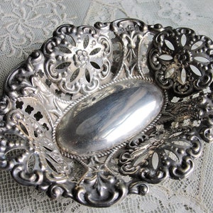 GORGEOUS Antique English Sterling Silver Ornate Dish,Lace Like Open Work,English Sterling Hallmarks, Fancy Floral Pattern,Collectible Silver image 1