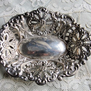 GORGEOUS Antique English Sterling Silver Ornate Dish,Lace Like Open Work,English Sterling Hallmarks, Fancy Floral Pattern,Collectible Silver image 6