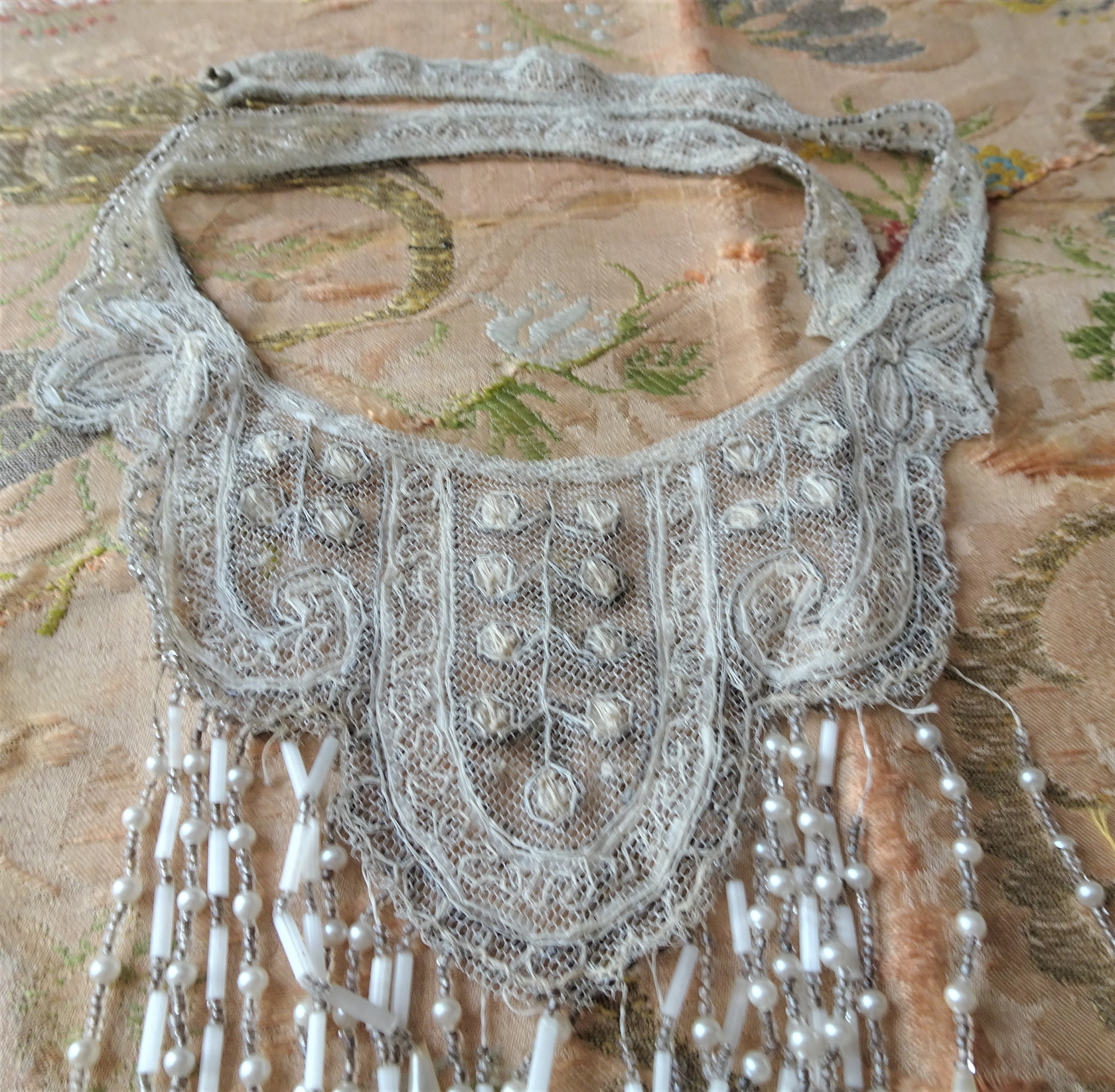 1920s GORGEOUS French Vintage ART DECO Glittering Beaded Applique Bib ...