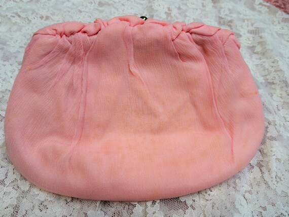 BEAUTIFUL 1950s Pink Chiffon Purse,Pleated Chiffo… - image 5