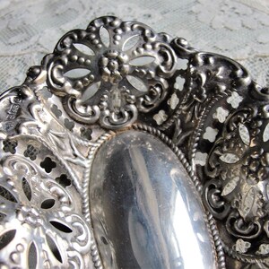 GORGEOUS Antique English Sterling Silver Ornate Dish,Lace Like Open Work,English Sterling Hallmarks, Fancy Floral Pattern,Collectible Silver image 3