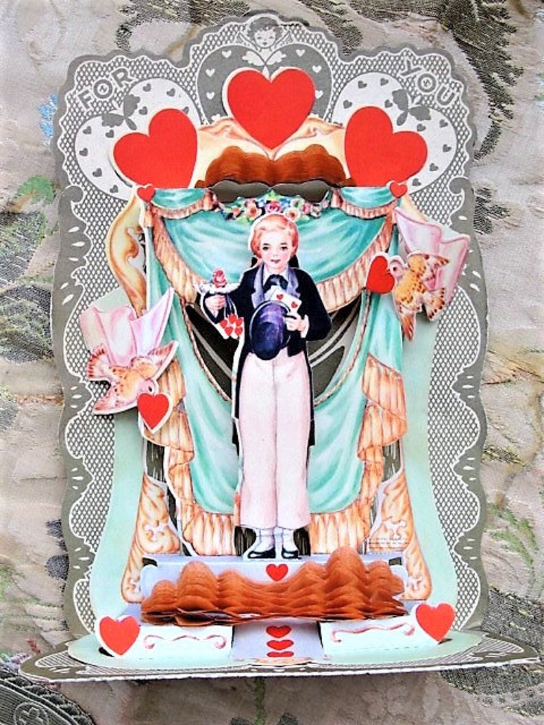 Folding Honeycomb,Colorful 3 d Stand Up Card Romantic Card,Gift For Your Valentine 1920s BEAUTIFUL Huge Antique VALENTINE Fold Out Card
