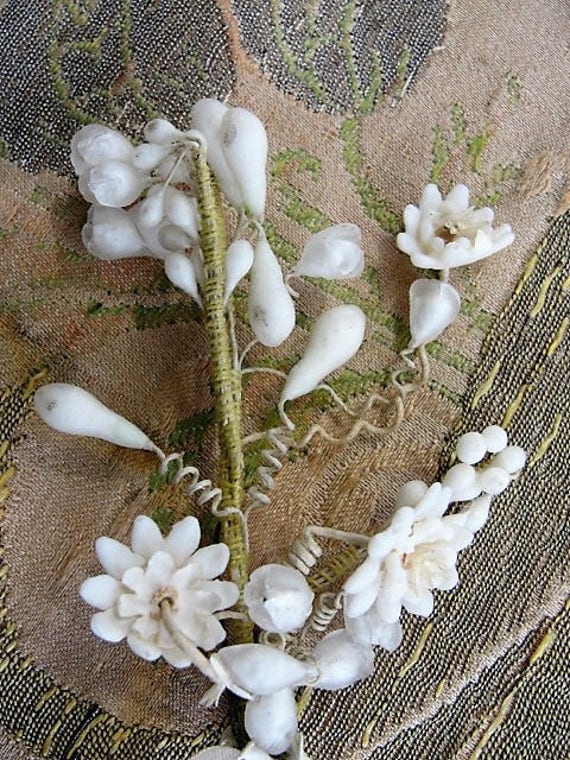 Antique WAX BOUTONNIÈRE Wax Flowers, Wedding Wax Flowers, Vintage