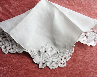 Vintage APPENZEL Embroidered Hankie Handkerchief WhiteWork Embroidery,Wedding Bridal Bridesmaid ,Special Hanky ,Collectible Hankies
