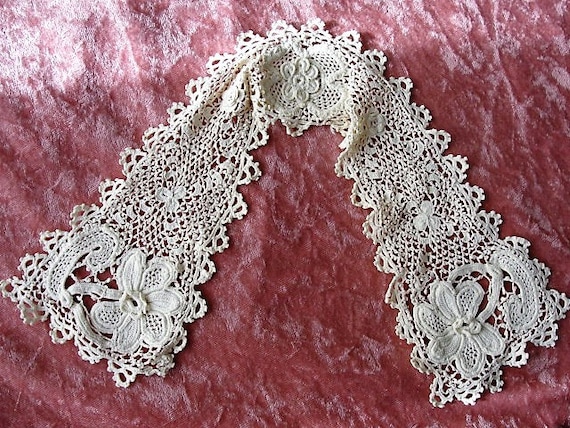 Buy BEAUTIFUL Antique IRISH Crochet Lace Lace Collar highly