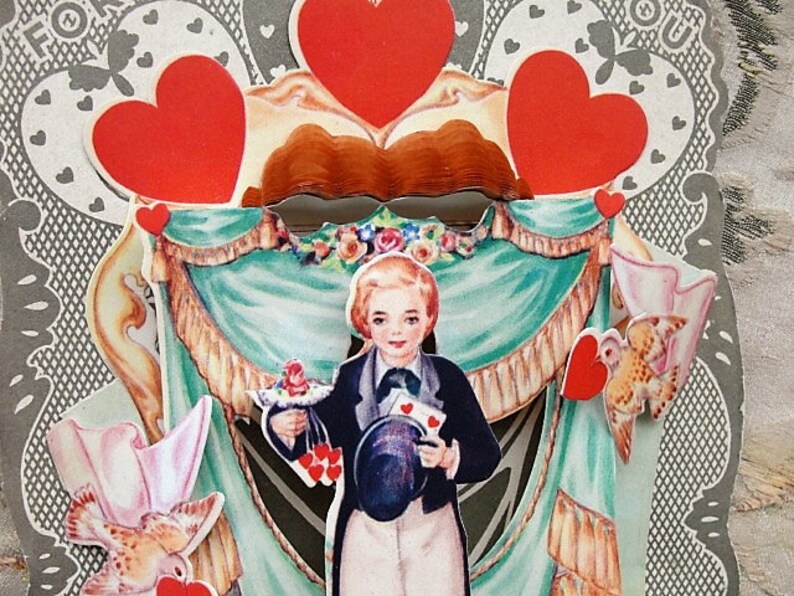 Folding Honeycomb,Colorful 3 d Stand Up Card Romantic Card,Gift For Your Valentine 1920s BEAUTIFUL Huge Antique VALENTINE Fold Out Card