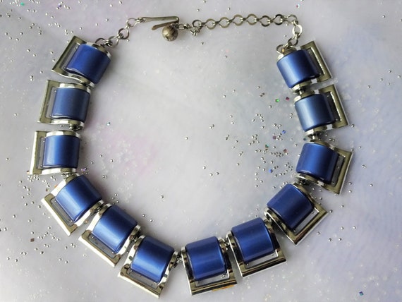 LOVELY Vintage Lucite Moon Glow Necklace, Mid Cen… - image 1