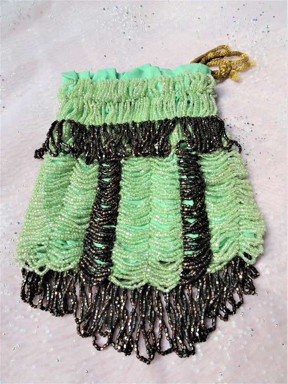 DRAMATIC 1920s Beaded Flapper Purse,Art Deco Glit… - image 2