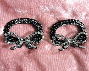 GORGEOUS Art Deco Vintage Evening Shoe Clips,Gatsby,Signed MUSI,Glittering Black and Grey Stones, Shoe Decorations, Shoe Buckles,Dress Shoes