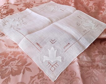 BEAUTIFUL Antique Hanky,Applique Hand Drawn Thread Work Lace Hankie,Lovely Wedding Bridal Hanky, Collectible Vintage Hankies