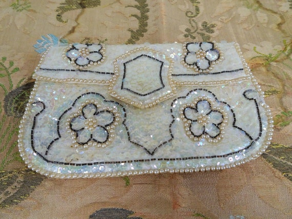GORGEOUS Vintage Beaded Purse, Sequinned Evening Bag, Clutch Purse, Wedding Bag, Wedding Purse, Beautiful Vintage Purses