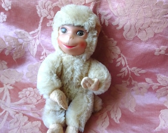 Singe Schuco Ancien En Mohair Qui Tire La Langue, Jouet Mécanique Vintage 8,5 Cm